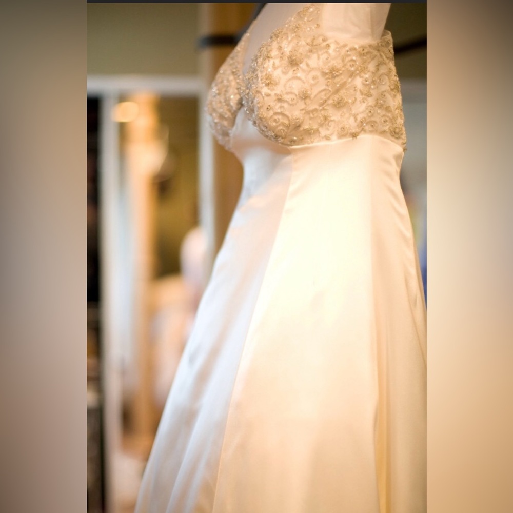 Ann Barge custom made wedding dress with 100 flower Swarovski buttons